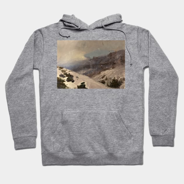 Abstract Snowy Mountains Oil on Canvas Hoodie by Gallery Digitals